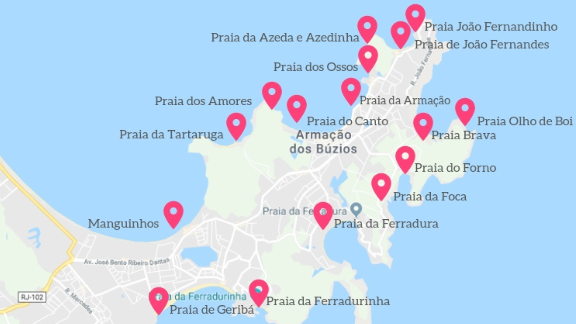 Mapa turístico de Búzios